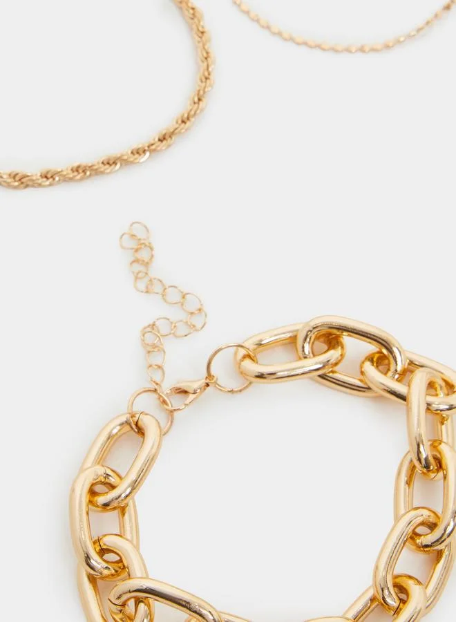 Styli  Pack Of 6 - Assorted Chain Gold Bracelet for Women | Best Price UAE